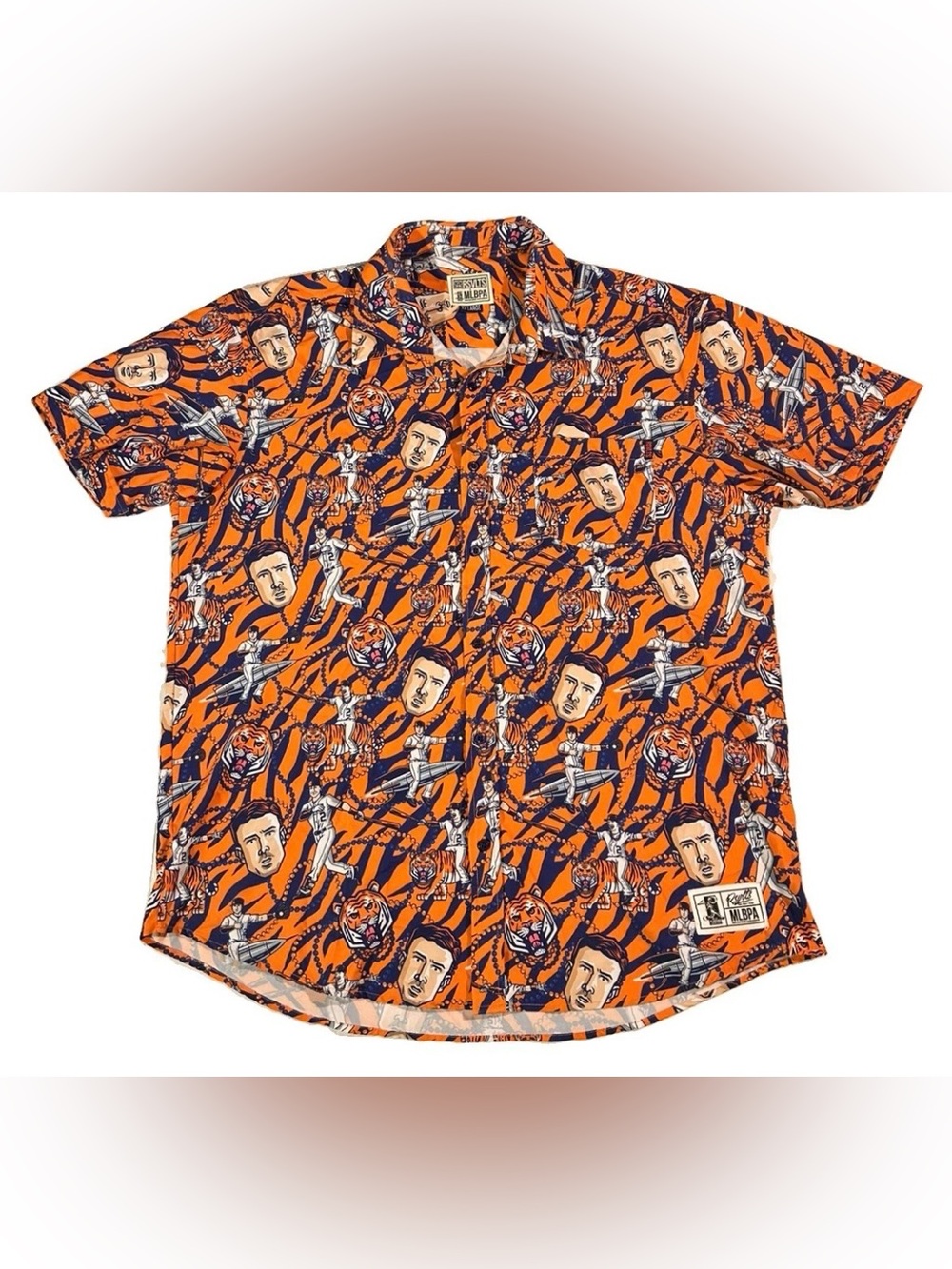 RSVLTS Alex Bregman Houston Astros Tiger Mardi Gras Hawaiian Shirt 2XL Orange